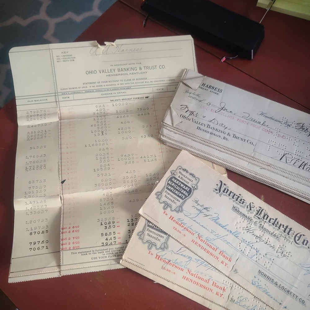 1925 - 95 Vintage‎ Checks Ledger Sheet Hendersonville KY Norris Lockett Hardware